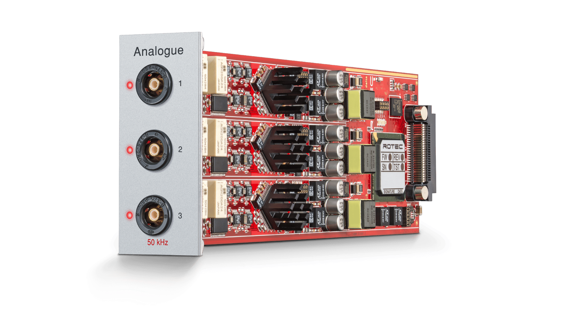 Bild Analogmesskarte mit 24-Bit ADC zur präzisen Datenerfassung von Sensorsignalen bis 50 kHz.