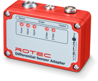 Bild Der Differential Sensor Adapter (DSA) wandelt das sinusförmige Signal des ROTEC Magnetsensors in eine Impulsfolge von Nadelimpulsen mit TTL-Pegel, die von der RASdelta Drehzahlmesskarte verarbeitet wird. 
